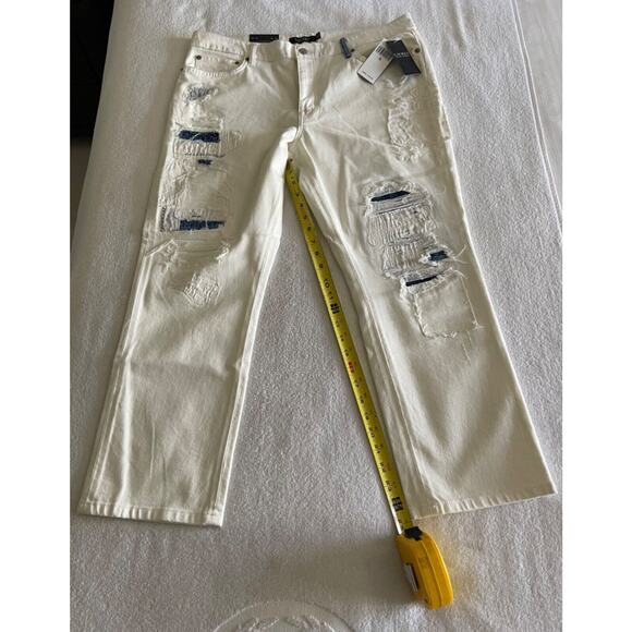 RLL Ralph Lauren Men's Super Stretch Jeans Cream 33 Straight Leg NWT